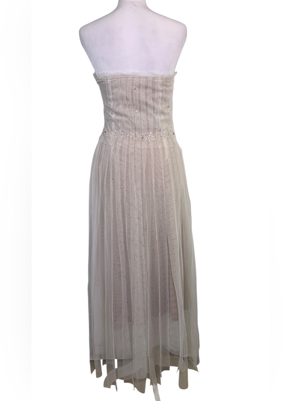 Dance In Paris Ivory Rhinestone Tulle Fairycore Midi Dress M - Picture 8 of 14
